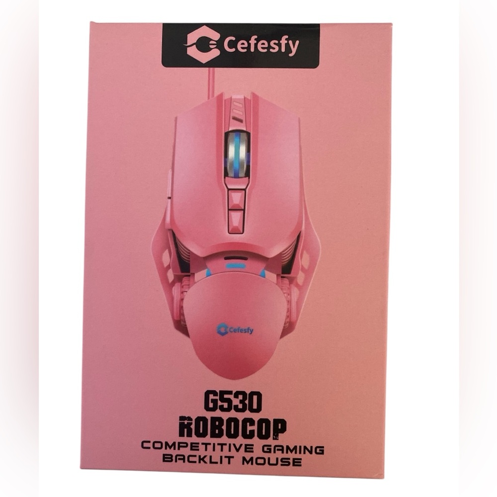 NWT Cefesfy G530 Robocop Competitive Gaming Backlit Mouse Pink